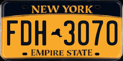 NY license plate FDH3070
