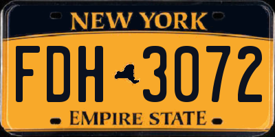 NY license plate FDH3072