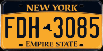 NY license plate FDH3085