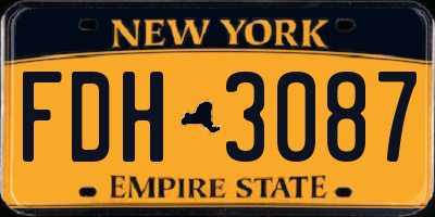 NY license plate FDH3087