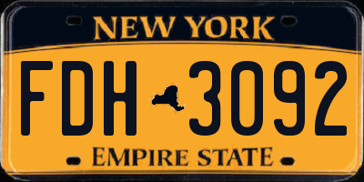 NY license plate FDH3092