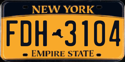 NY license plate FDH3104