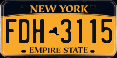 NY license plate FDH3115
