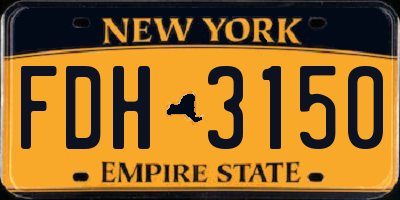 NY license plate FDH3150