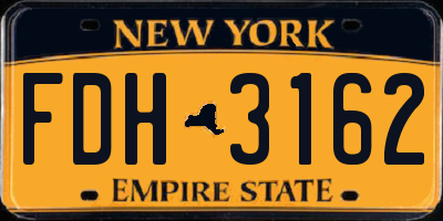 NY license plate FDH3162
