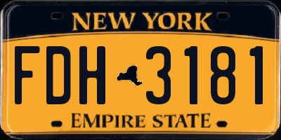 NY license plate FDH3181