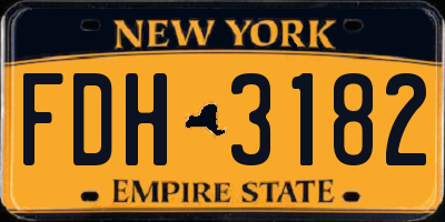NY license plate FDH3182
