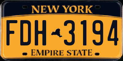 NY license plate FDH3194