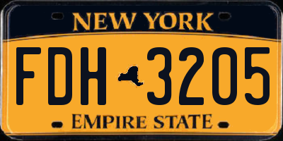 NY license plate FDH3205