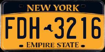 NY license plate FDH3216