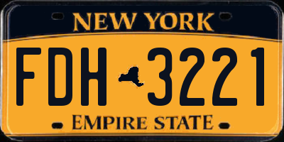 NY license plate FDH3221