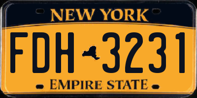 NY license plate FDH3231