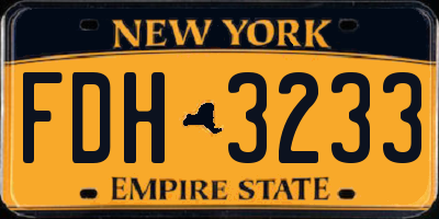 NY license plate FDH3233