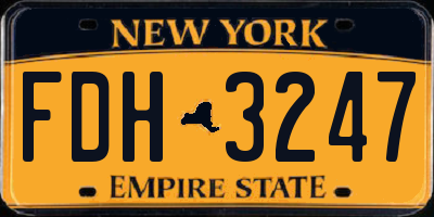 NY license plate FDH3247