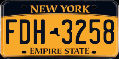 NY license plate FDH3258