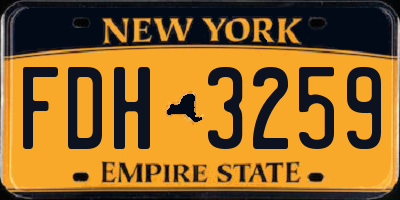 NY license plate FDH3259