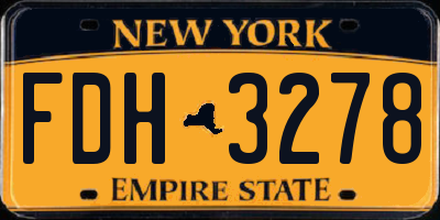 NY license plate FDH3278