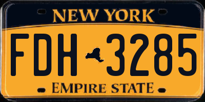 NY license plate FDH3285