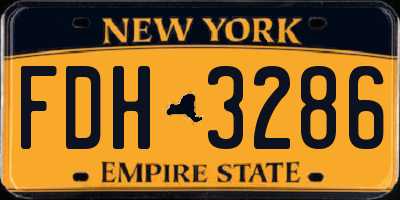 NY license plate FDH3286