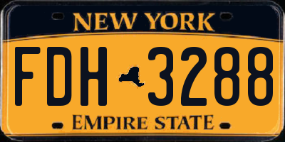 NY license plate FDH3288