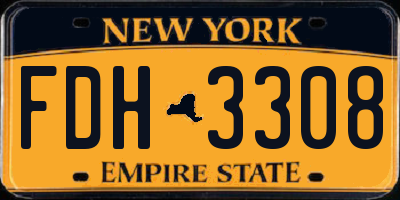 NY license plate FDH3308