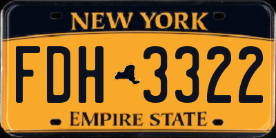 NY license plate FDH3322