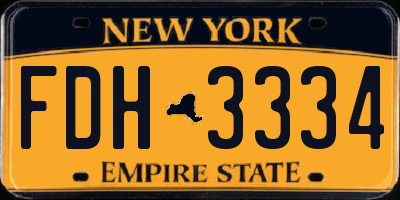 NY license plate FDH3334