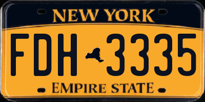 NY license plate FDH3335