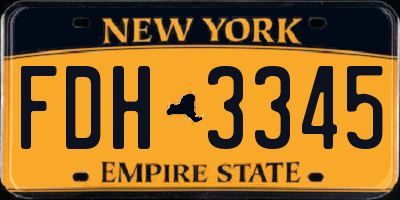 NY license plate FDH3345