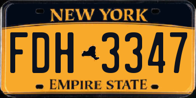 NY license plate FDH3347