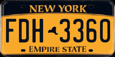 NY license plate FDH3360