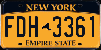 NY license plate FDH3361