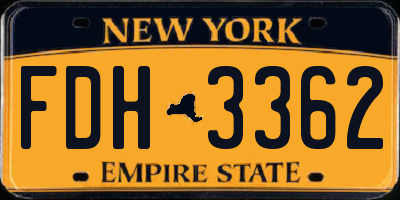 NY license plate FDH3362