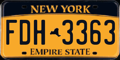 NY license plate FDH3363