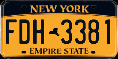 NY license plate FDH3381