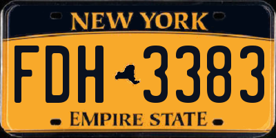 NY license plate FDH3383