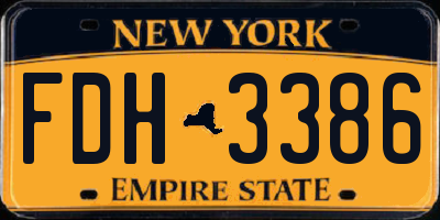 NY license plate FDH3386
