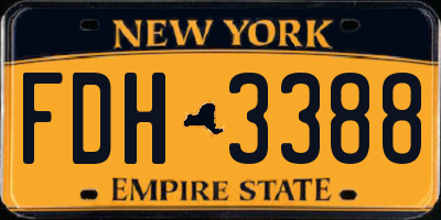 NY license plate FDH3388