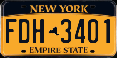 NY license plate FDH3401