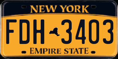 NY license plate FDH3403