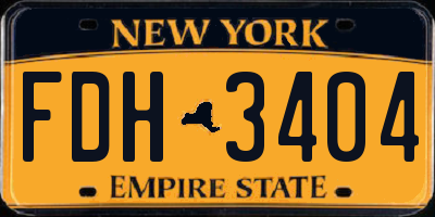 NY license plate FDH3404