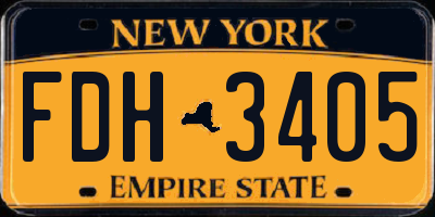 NY license plate FDH3405