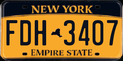 NY license plate FDH3407