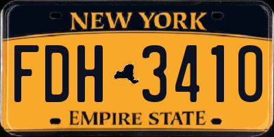 NY license plate FDH3410