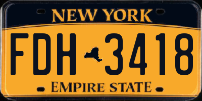 NY license plate FDH3418