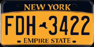 NY license plate FDH3422