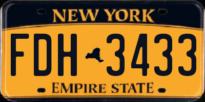 NY license plate FDH3433