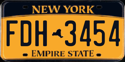 NY license plate FDH3454