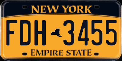 NY license plate FDH3455