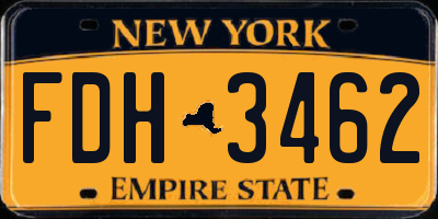 NY license plate FDH3462